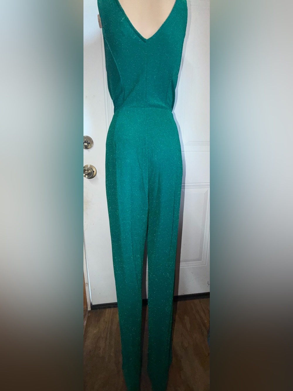 bailey blue Glitter Wide-Leg High Waist Pants - Teal